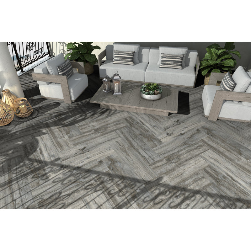 Carreau de porcelaine 9 po x 48 po Wild, Gris
