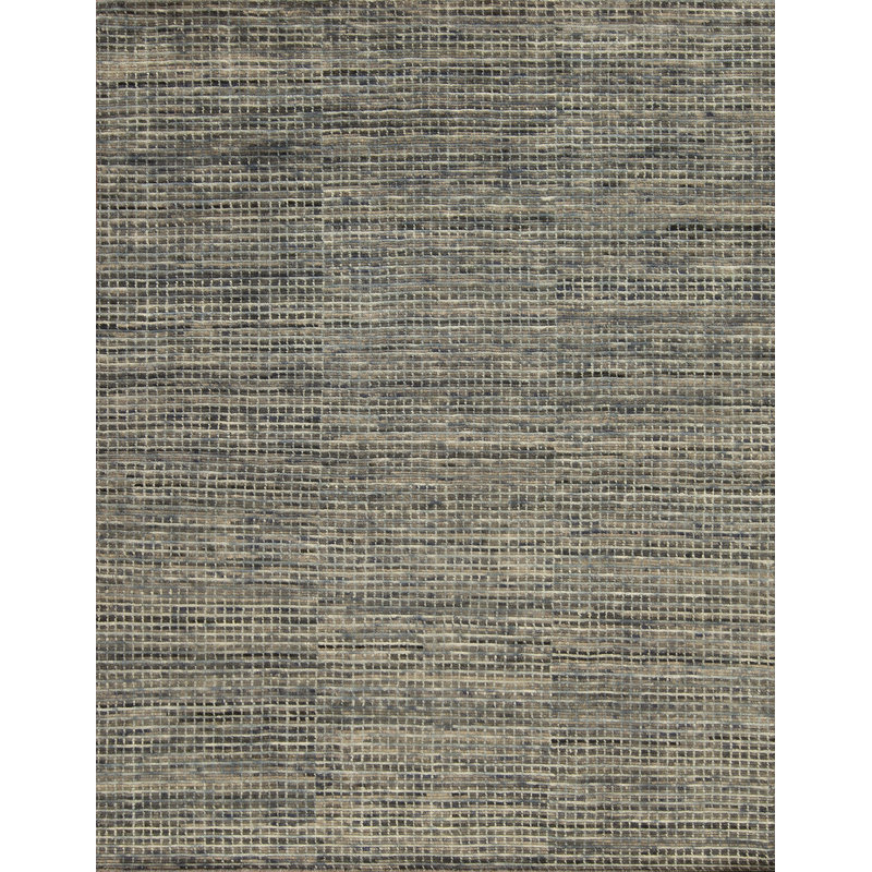 Mystique Hand-Knotted Wool Area Rug in Stone Blue, Charcoal, Rectangle 4' x 6'