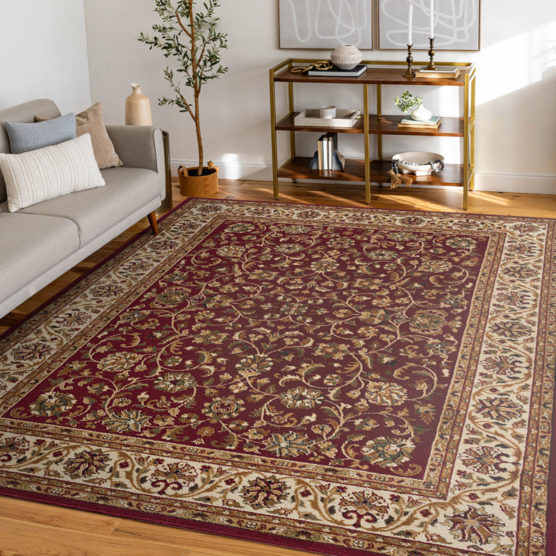 Tapis oriental rouge / beige Clarence, Rectangle 5 pi 3 po x 7 pi 3 po