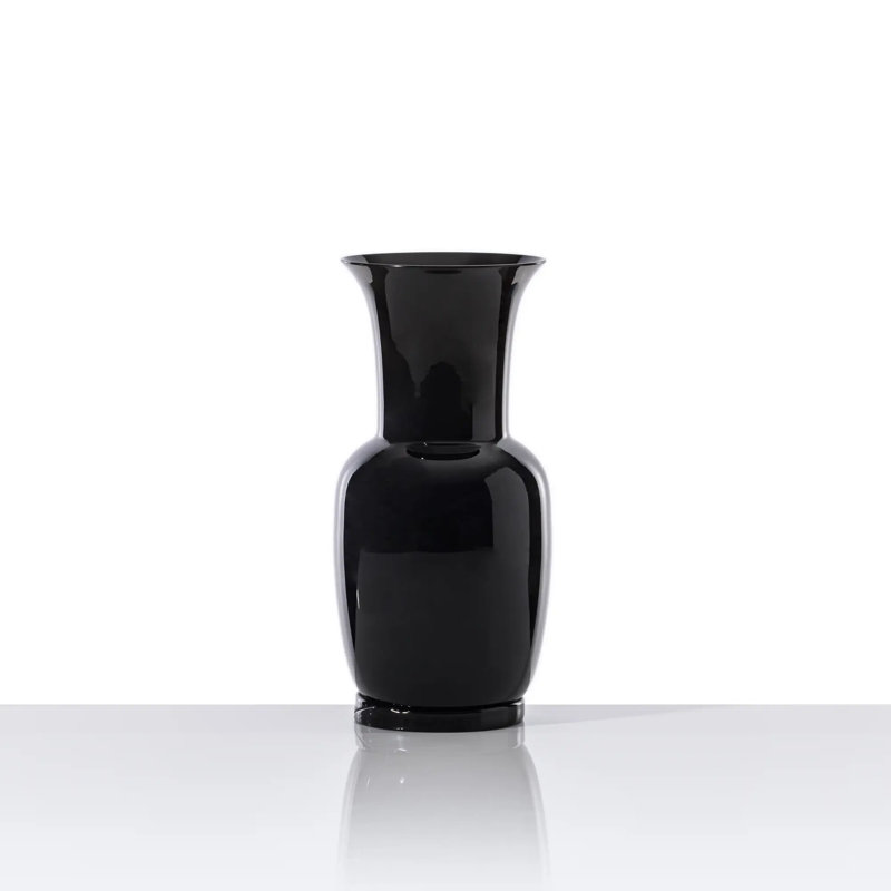 Venini Opalino Vase, 11.81" H x 5.51" W x 5.51" D, Black