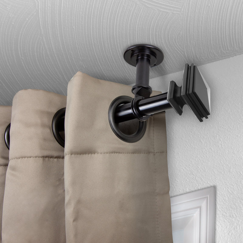 Tringle à rideaux simple réglable 1 po Avers, Noir, L 160 à 240 po