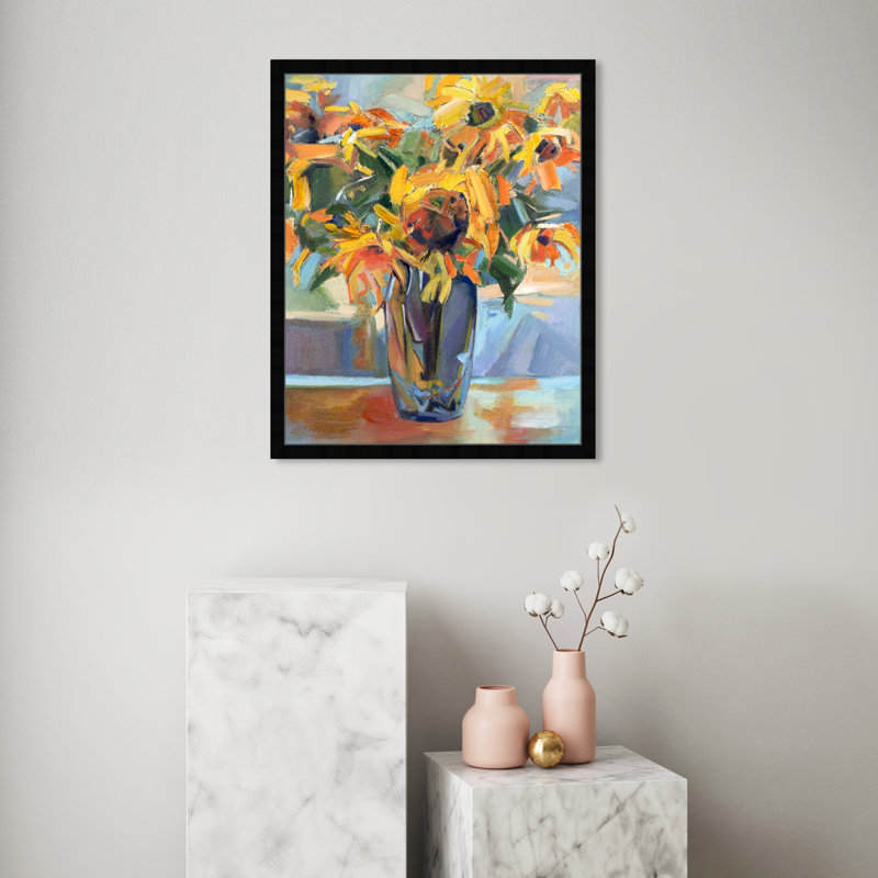 Jolis jolis tournesols, peinture abstraite, art graphique moderne jaune, H 30 po x l 24 po x P 0,75 po