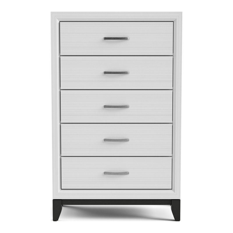 Ferris 5-Drawer Chest, White/Black