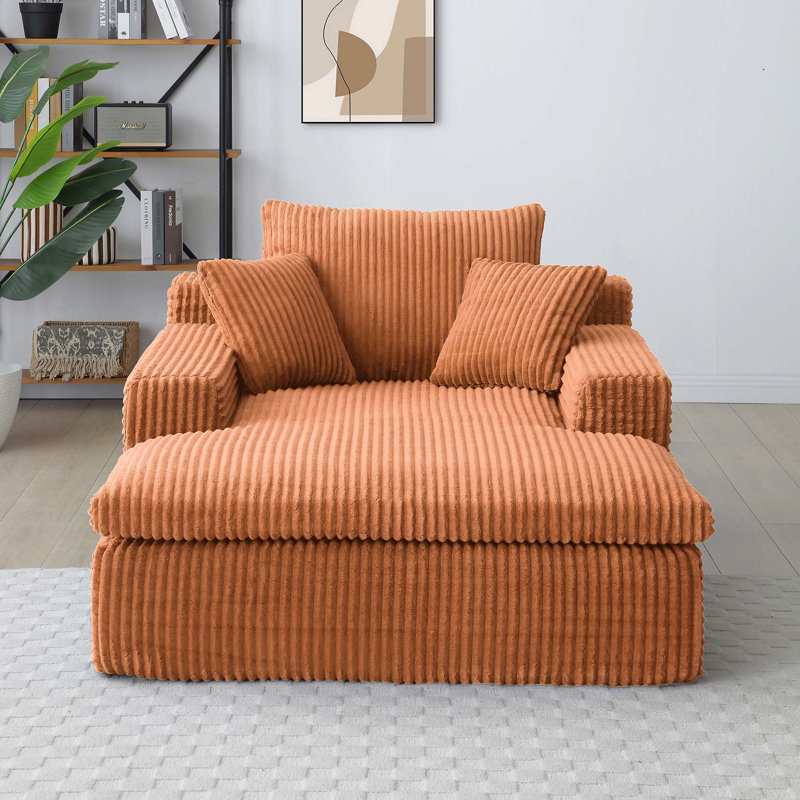 Chaise longue 64 po x 46 po pour canapé-lit rembourré surdimensionné pour l'intérieur, canapé-lit, chaises de lecture, coussins moelleux en fausse fourrure pour canapé de salon