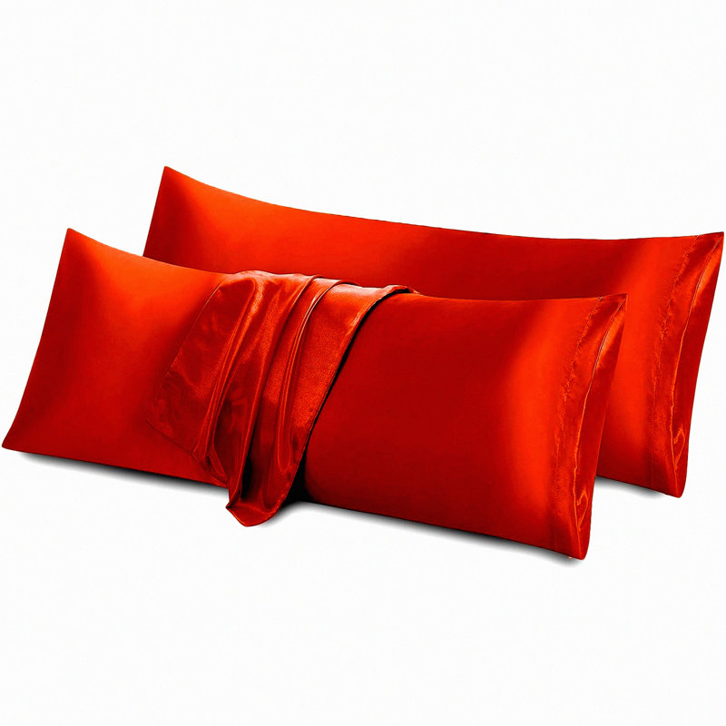 Cooling Silky Soft Burnt Orange Body Pillow Cover Set , Envelope Closure, Adults Pillow Case - Pack of 2