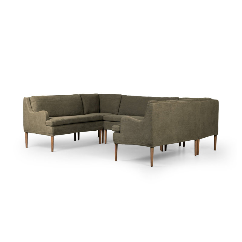 Aurelia 6-Piece Sectional, Broadway Olive Linen, 34.5" H x 103" W x 76" D