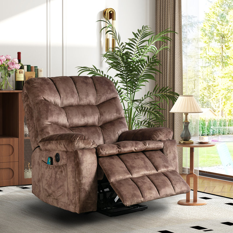 Fauteuil inclinable électrique en microfibre surdimensionné de 39,4 po de largeur avec siège chauffant et porte-gobelets chauffant et USB