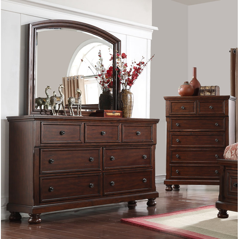 Commode double 7 tiroirs avec miroir Fitima
