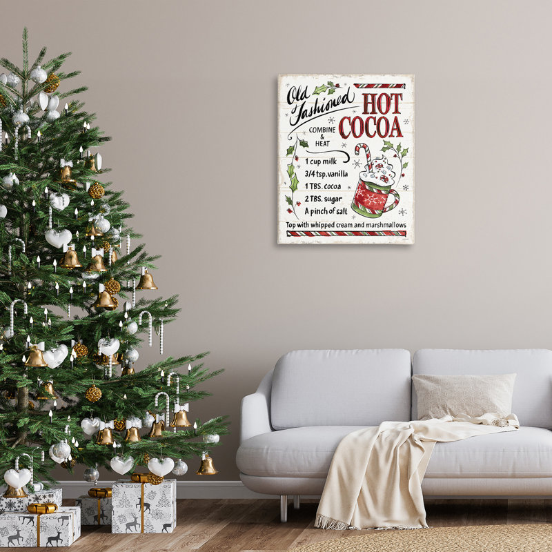 «Old Fashioned Hot Cocoa Holiday Instructions de cuisson», estampe numérique encadrée noire par Anne Tavoletti