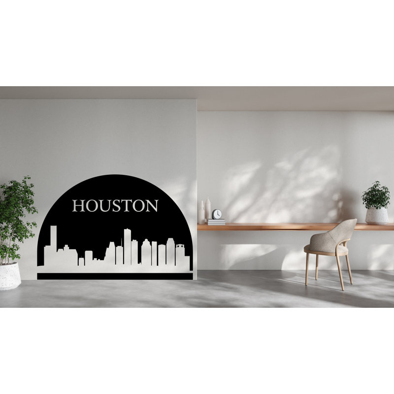 Autocollant de décoration murale de la ville de Houston, Houston, Texas, Texas, H 44 po x l 65 po, Vert citron