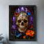 Reproduction d'art encadrée noire rétro avec fleurs de mort de style gothique rétro-114809795