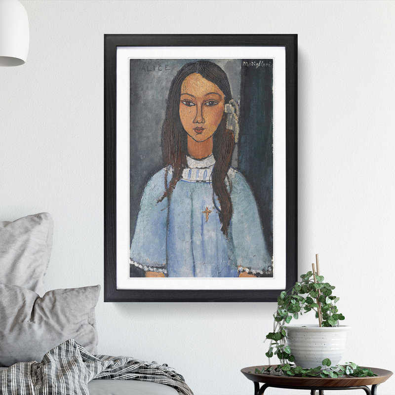 Alice by Amedeo Modigliani - Picture Frame Painting, 48cm H x 36cm W x 2cm D, Black Framed