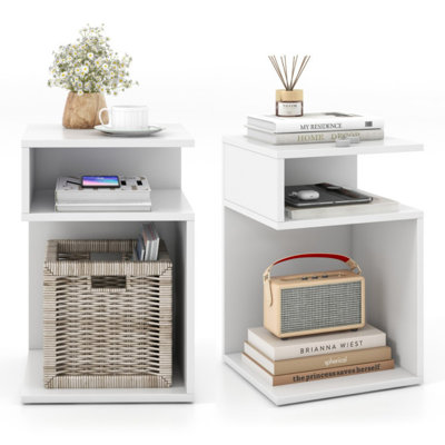 Table d'appoint en forme de S avec structure unique en forme de S et 2 compartiments ouverts