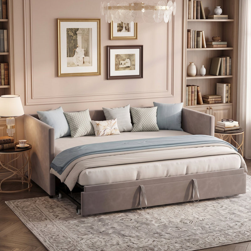 Daybed with Trundle Bed, Grey