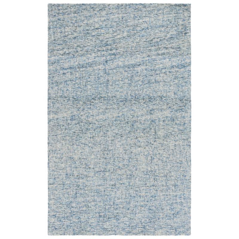 Abstract 175 Hand Tufted Wool; Cotton No Pattern Rug in Blue/Ivory, Rectangle 5' x 8'