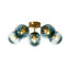 Bubble Blue Glass Sputnik Semi Flush Chandelier in Brass Finish 