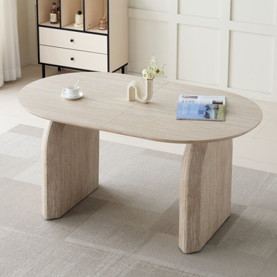 59"-90.5" Extendable Dining Table with Dual-Pillar Design
