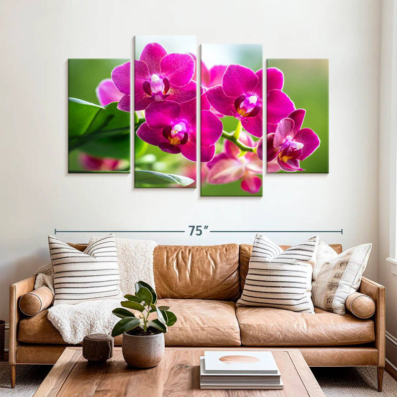 Harnek Pink Moth Orchid Blooms, 42'' H x 68'' W