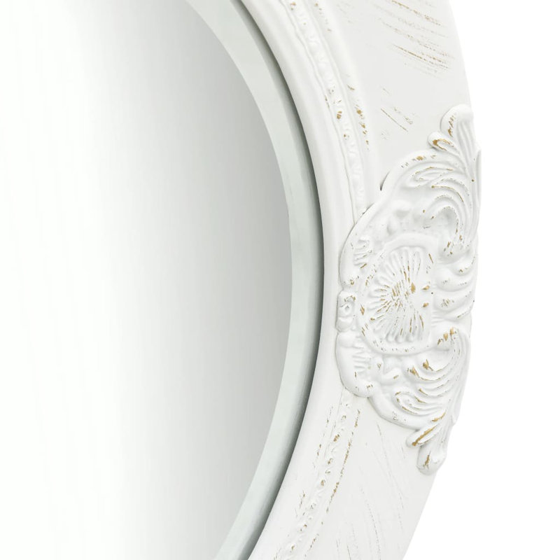 Gioia Wood Round Wall Mirror, White