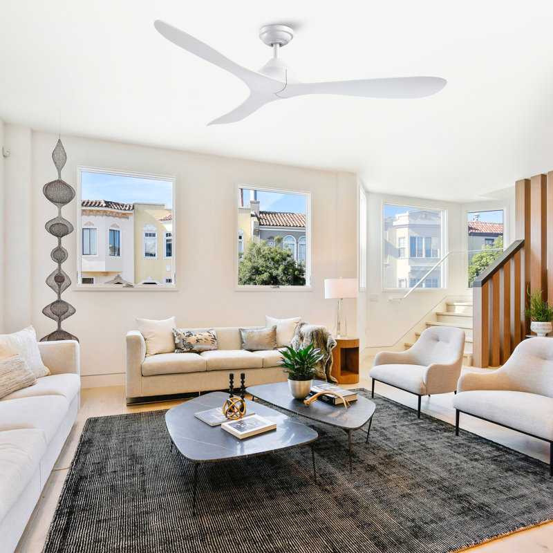 Ventilateur de plafond à 3 pales 56 "avec télécommande sans lumières Garuda, Blanc