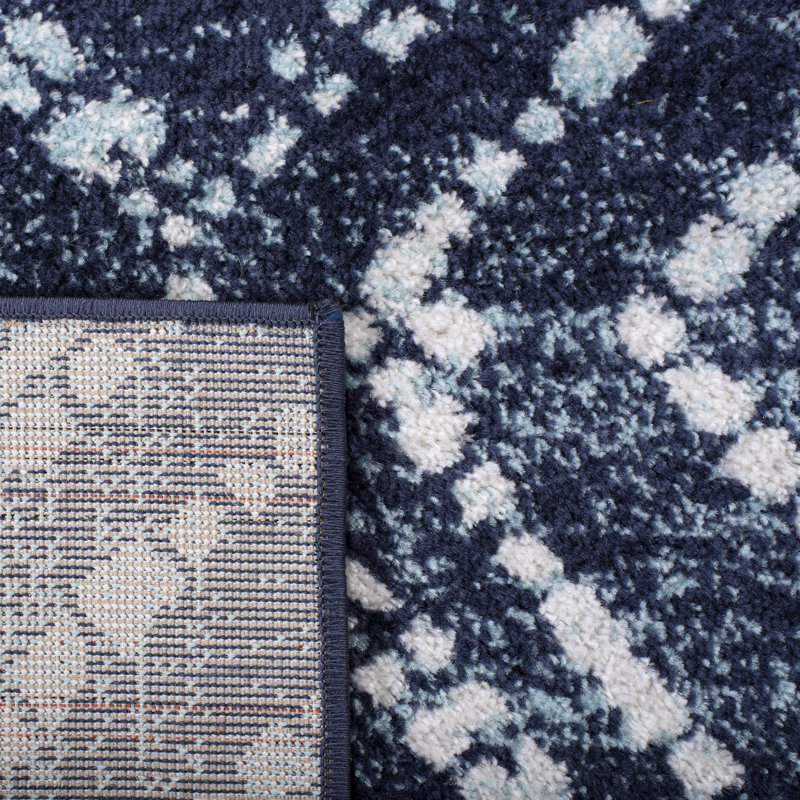 Sherburne Geometric Navy / Ivory Area Rug, Rectangle 4' x 6'