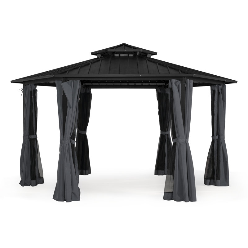 15 Ft. W x 15 Ft. D Aluminum Gazebo, Black