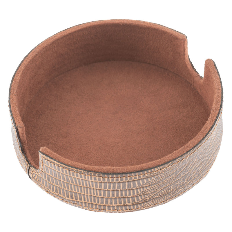Faux Leather Coasters With Holder - Bronze