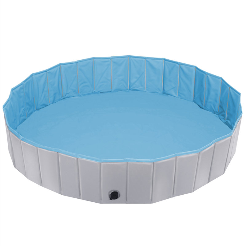  Grande baignoire pliable en PVC pour chiens / chats, H 12 po x l 71 po x P 71 po, Gris