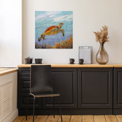 «Seeking The Sun», tortue abstraite, art océanique naturel