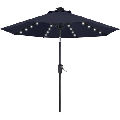 Cutshall Market Umbrella with Solar LED Lights, Tilt and Crank Lift