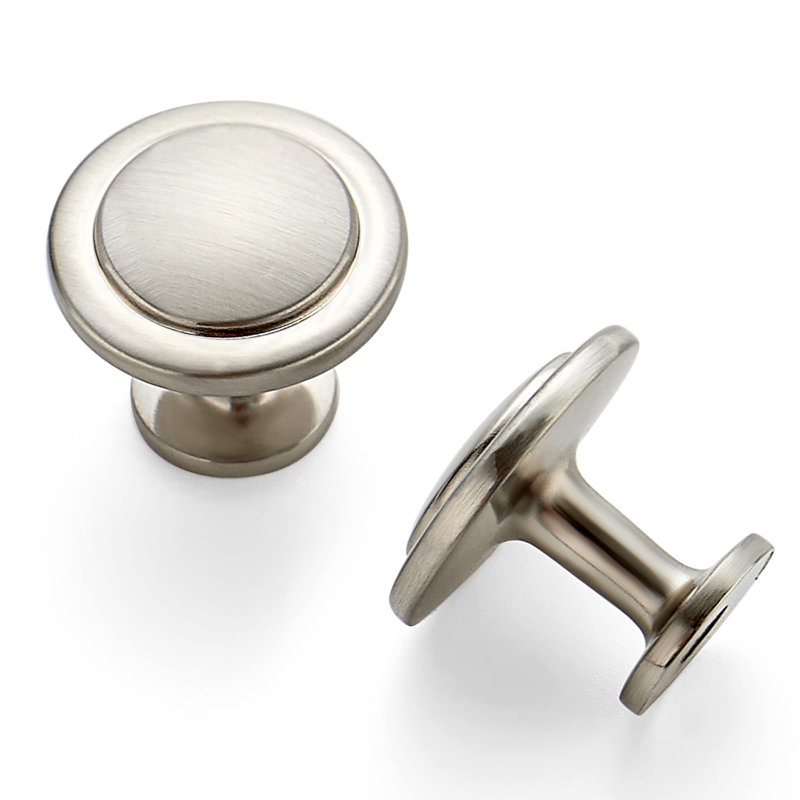 Boutons d'armoire ronds en nickel brossé, poignées en zinc, 1-1 / 4 po, paquet de 30, alliage de zinc massif, trou unique, vis incluses, poignées de tiroir, quincaillerie d'armoire de cuisine, armoire à tiroirs pour commode