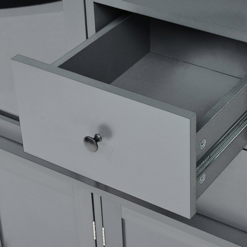 Armoire de cuisine autoportante, rangement maximisé, style shaker, style classique, salon et salle à manger, Gris