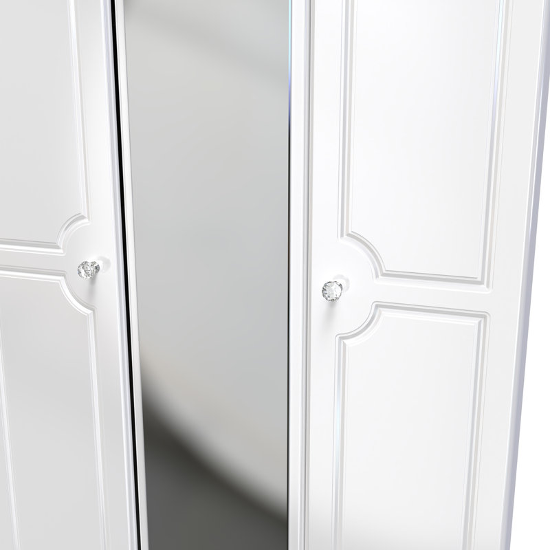 Adala Manufactured Wood Wardrobe, White Gloss/White