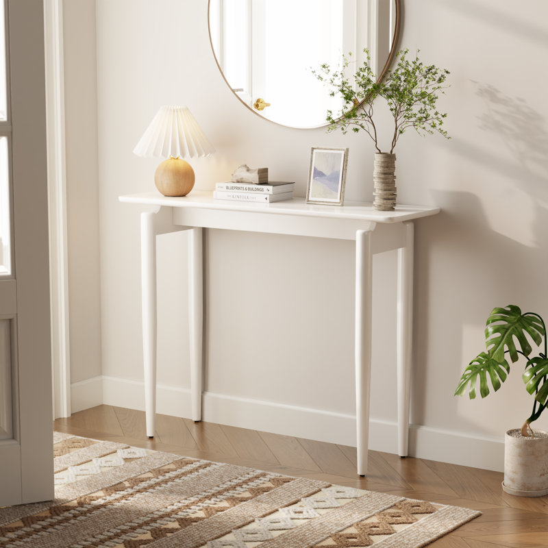 Console Adryell en bois massif minimaliste, table d'entrée moderne pour le couloir et le salon, Blanc,  L 39,27 po