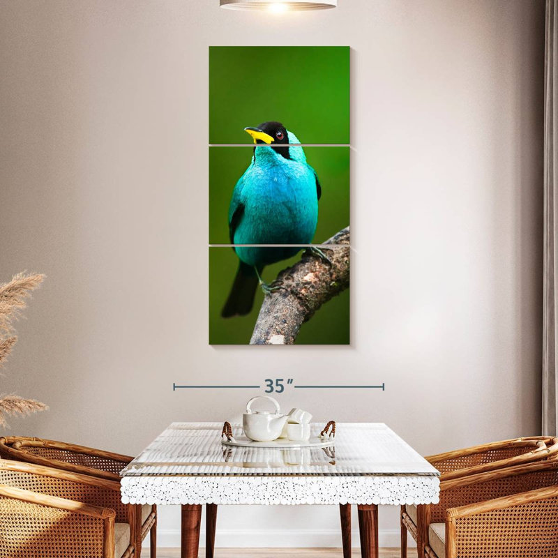 Green Honeycreeper On Branch, 44" H x 21" W