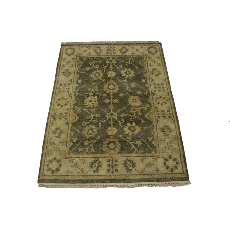 Gris/beige en laine noué à la main oriental Tapis décoratif