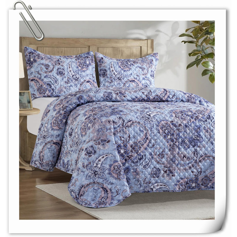 Ensemble de courtepointe en microfibre / polyester Quilts, Courtepointe grande + 2 taies décoratives, Mauve cachemire