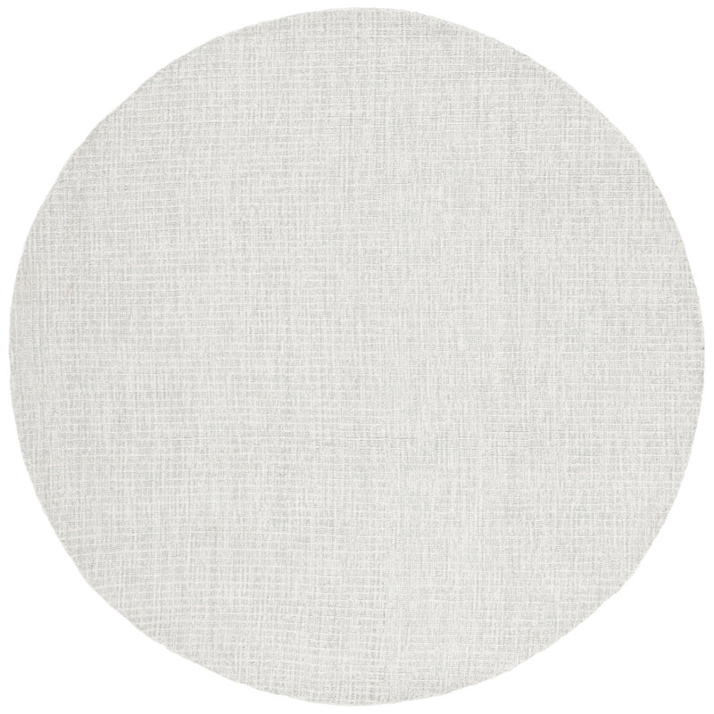Tapis abstrait gris clair / ivoire MSR, Rond 6 po