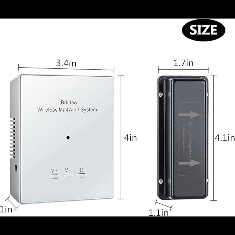 Mailbox Alarm, Briidea 500Ft Wireless Mailbox Alert With LED Light Flashing And Sound Reminders