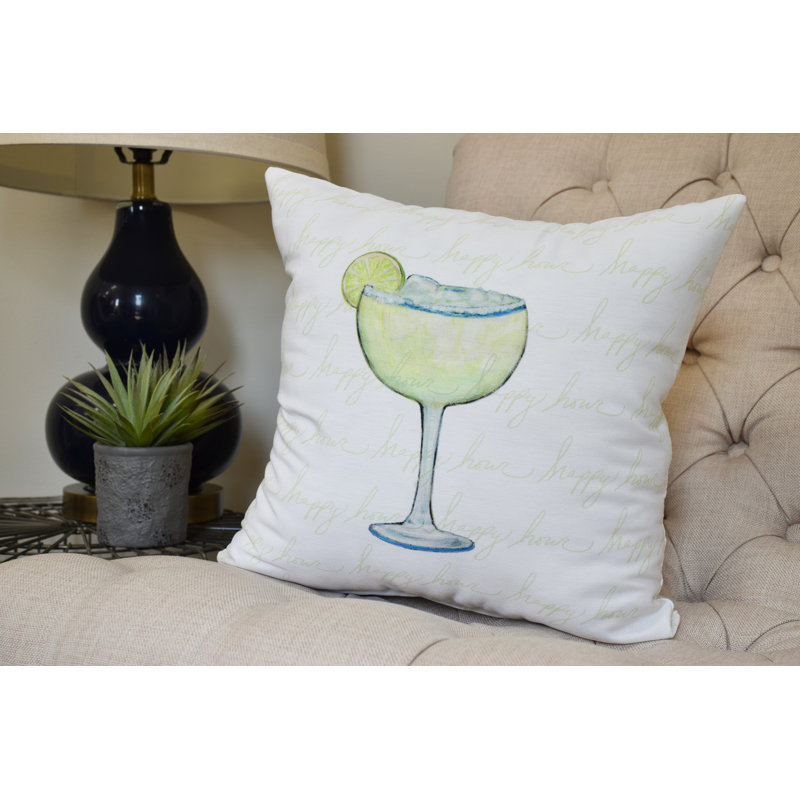 Palm Beach Margarita Plain Print Outdoor Square Pillow Cover & Insert, Green, 20"x20"