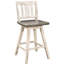 2 chaises à hauteur de comptoir, blanc gris, bois d'hévéa massif, pivotant à 360 degrés, dossier à lattes verticales, gris rustique Spiritualité de la salle à manger - bois, pivotant dans la pièce-1353485767-1353485766