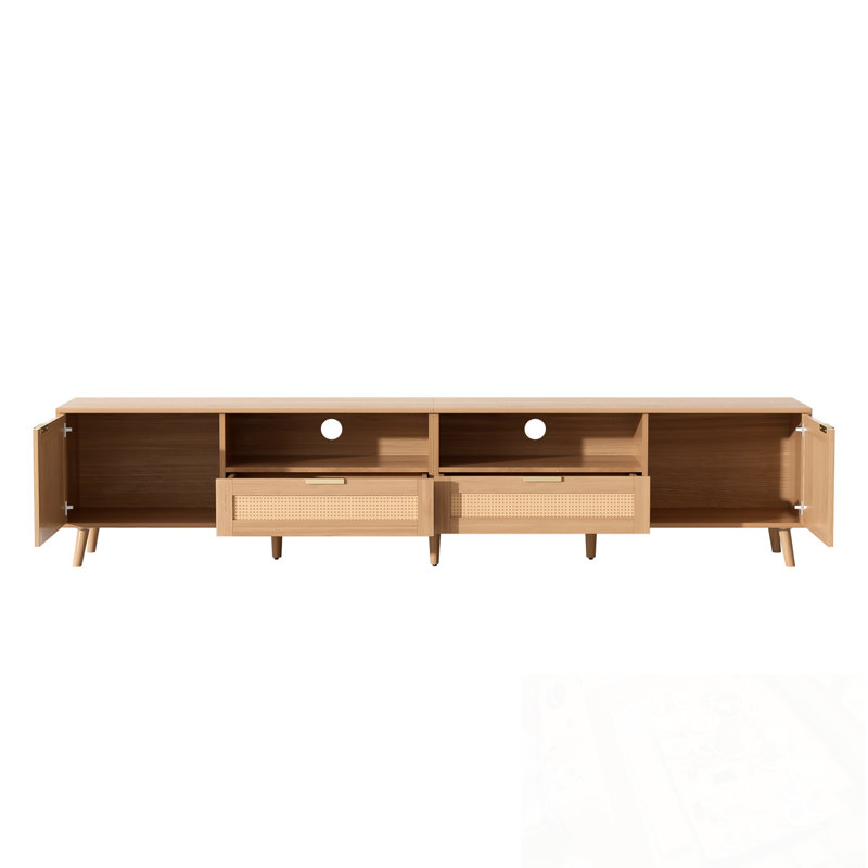 Meuble télé avec rangement ouvert et 2 tiroirs