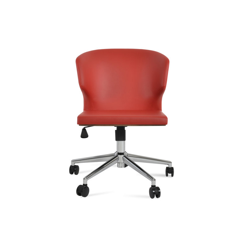 Chaise de bureau Amed, Rouge, Chrome chrome