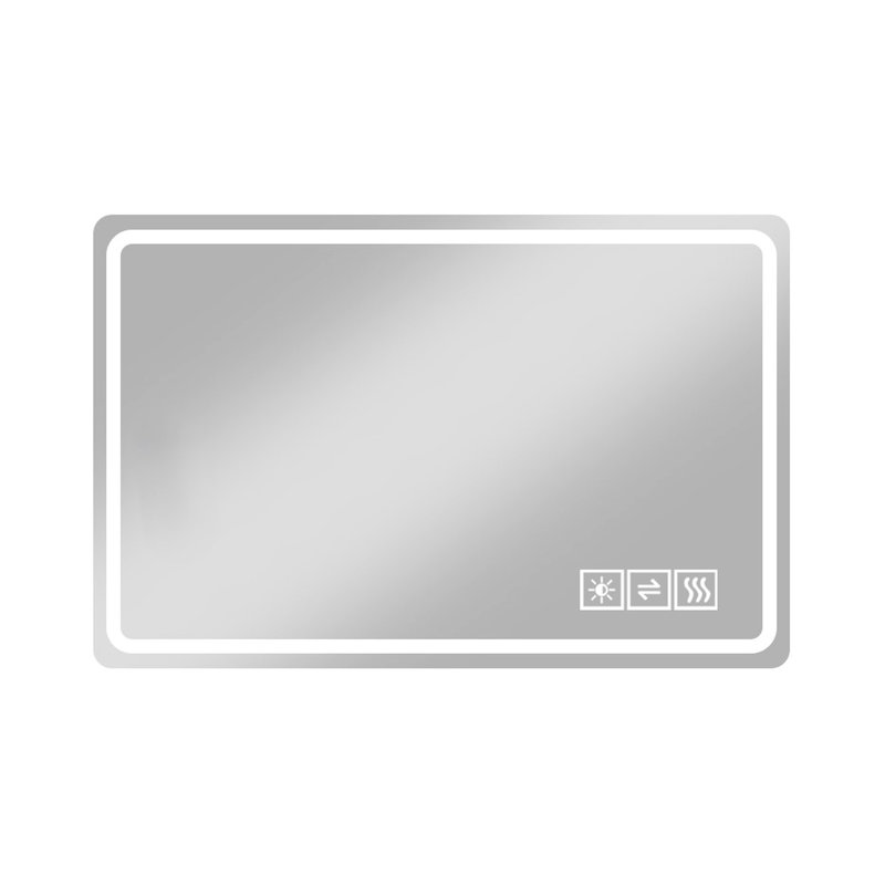 Miroir à DEL pour salle de bain 48 po x 32 po - Brouillard, 3 lumières de couleur réglables optionnelles, fixation murale, horizontale / verticale, corrosion, vue à plat