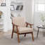 Chaise d'appoint Mid-Century moderne pour adultes, structure en bois massif de revêtement en microfibre, sièges supplémentaires pour le salon, brun clair (brun clair)-1808731333
