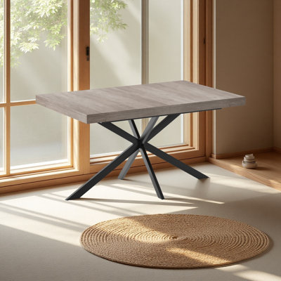 55.11"-70.86"Retro Rectangular Stretch Dining Table, Carole Top With Same Color Embossed Center Plate,With Storage Box,Suitable for dining rooms, kitc