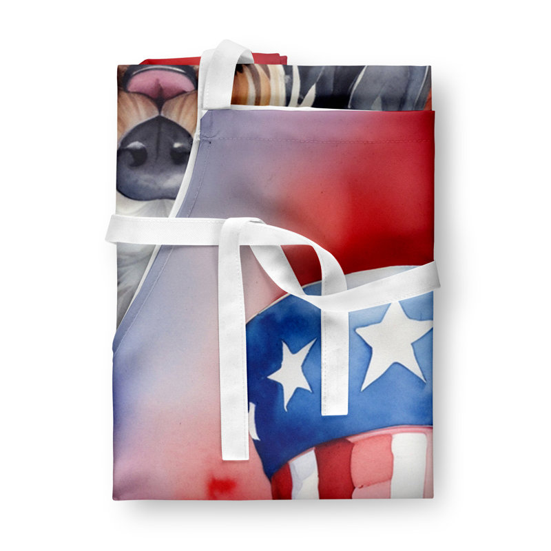 Patriotic American Apron, Bergamasco Sheepdog