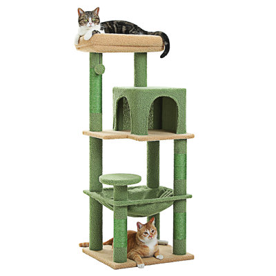 45.7" Cat Tree For Indoor Cats, 5-Level Cat Tower For Large Cats With Metal Frame Large Hammock (17.3"X15.3"), Cat Condo With (18.5"X13") Big Top Perch & 4 Sisal Covered Scratching Post