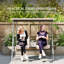 Double Outdoor Swing Chair with Pivot Table and Storage, Beige