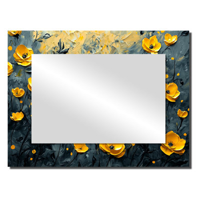 Yellow Love Blossom Of Roses Field II - Floral Mirror Wall Art - Printed On Metal